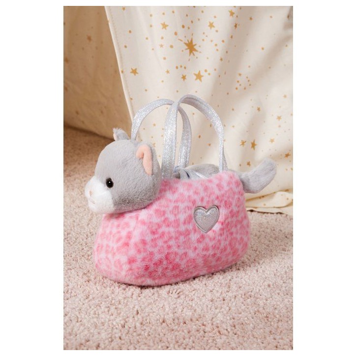 Peluche Chat girly bag fashionista - GIPSY TOYS - 18 cm - Gris / Blanc Peluche Chat girly bag fashionista - GIPSY TOYS - 18 cm - Gris / Blanc