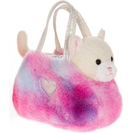 Peluche Chat girly bag fashionista - GIPSY TOYS - 18 cm - Beige / Blan