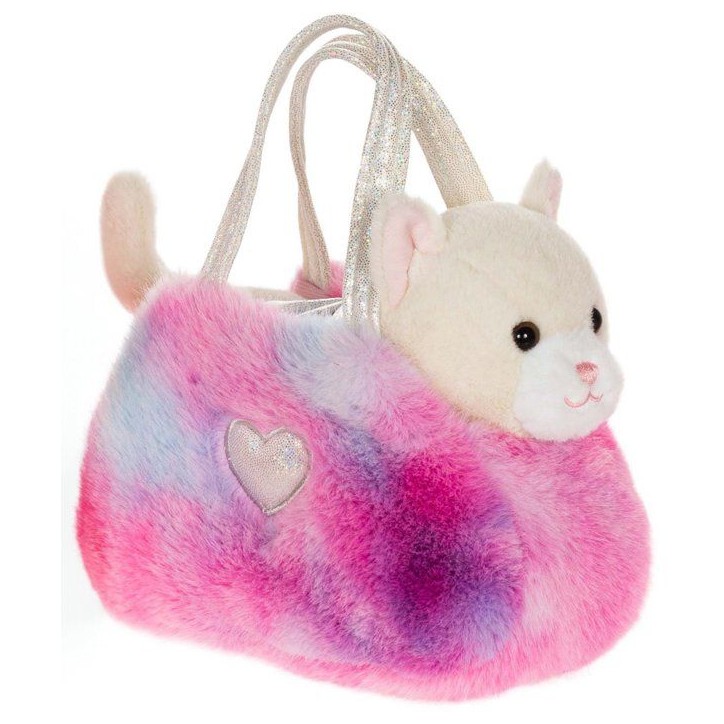 Peluche Chat girly bag fashionista - GIPSY TOYS - 18 cm - Beige / Blanc Peluche Chat girly bag fashionista - GIPSY TOYS - 18 cm - Beige / Blanc