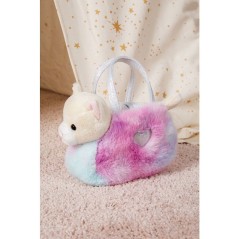 Peluche Chat girly bag fashionista - GIPSY TOYS - 18 cm - Beige / Blan