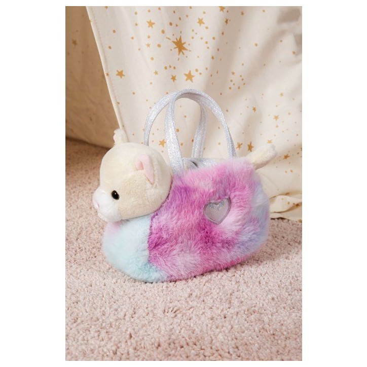 Peluche Chat girly bag fashionista - GIPSY TOYS - 18 cm - Beige / Blanc Peluche Chat girly bag fashionista - GIPSY TOYS - 18 cm - Beige / Blanc