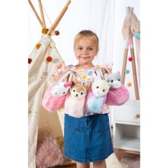 Peluche Chat girly bag fashionista - GIPSY TOYS - 18 cm - Beige / Blan
