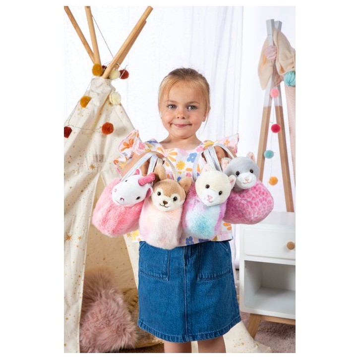 Peluche Chat girly bag fashionista - GIPSY TOYS - 18 cm - Beige / Blanc Peluche Chat girly bag fashionista - GIPSY TOYS - 18 cm - Beige / Blanc