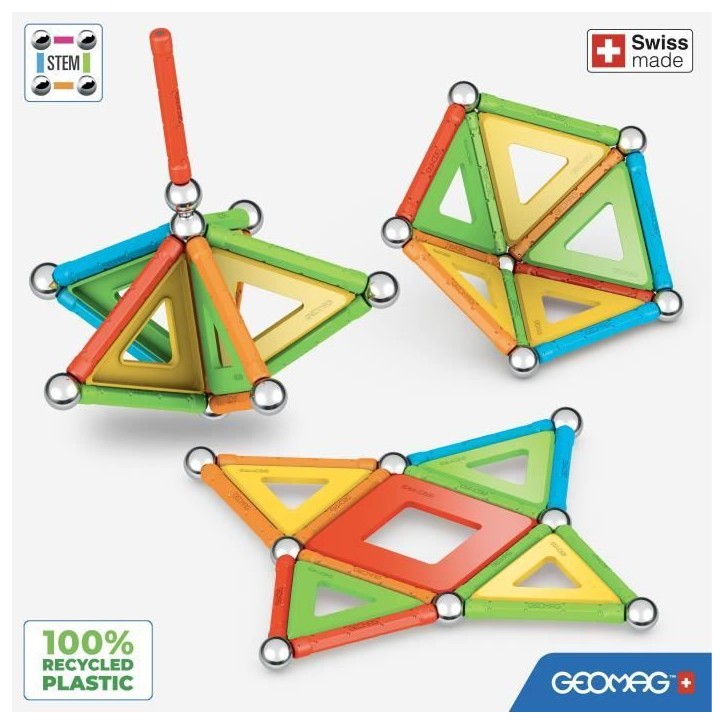 Jeu de construction magnétique - GEOMAG - Supercolor Panels Recycled 35 pieces - Plastique recyclé - 3D - Éducatif Jeu de construction magnétique - GEOMAG - Supercolor Panels Recycled 35 pieces - Plastique recyclé - 3D - Éducatif