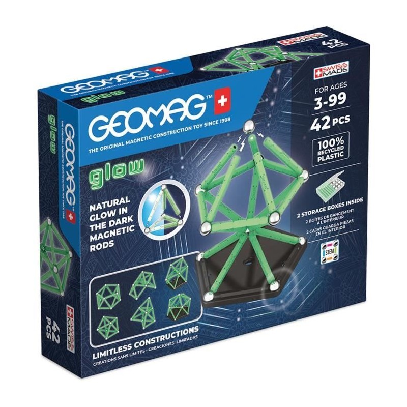 Coffret de construction - GEOMAG - Glow Recycled - 42 pieces - Lumines