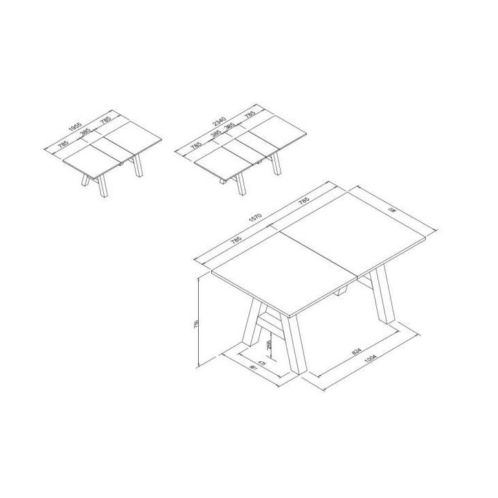 Table a manger GRANADA extensible - Style Industriel - 6/10 personnes - 2 rallonges 40 cm - L 157/237 x P 90 x H 75 cm - Chene/N Table a manger GRANADA extensible - Style Industriel - 6/10 personnes - 2 rallonges 40 cm - L 157/237 x P 90 x H 75 cm - Chene/N
