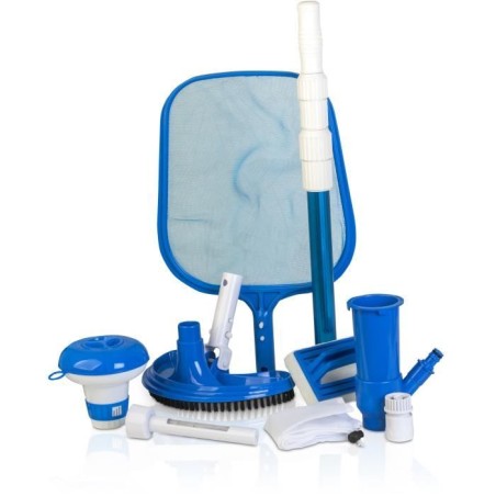 GRE - Kit nettoyage piscine 6 accessoires - Brosse, épuisette, manche