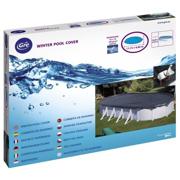 GRE - Bâche d'hivernage pour piscine tubulaire hors-sol ovale 5x3m - Polyéthylene 180g/m² GRE - Bâche d'hivernage pour piscine tubulaire hors-sol ovale 5x3m - Polyéthylene 180g/m²