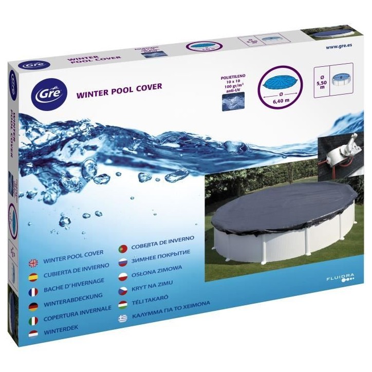 GRE - Bâche d'hivernage pour piscine tubulaire hors-sol ronde Ø4/4,6m - 180g/m² en polyéthylene GRE - Bâche d'hivernage pour piscine tubulaire hors-sol ronde Ø4/4,6m - 180g/m² en polyéthylene