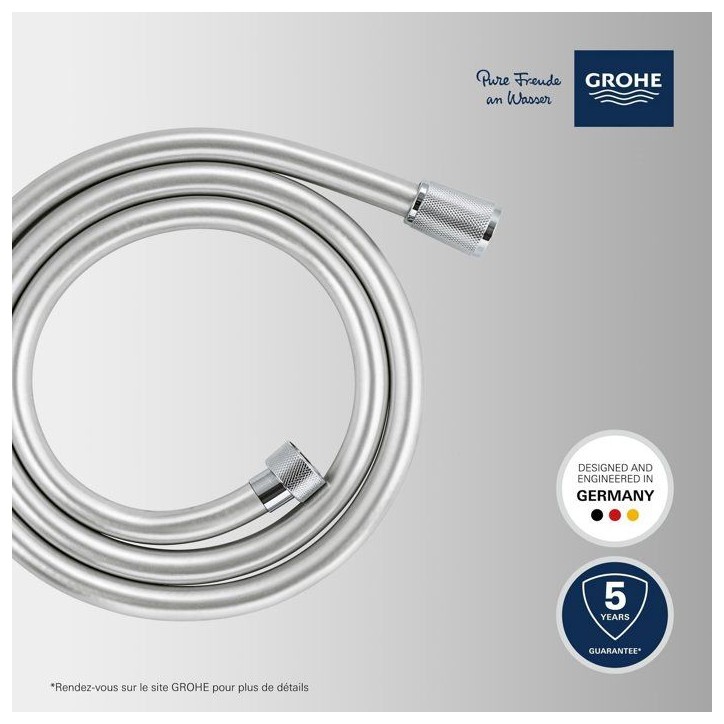 Flexible de douche - GROHE VitalioFlex 27505001 - 1,5m - Anti-pliures - Anti-torsion - Connexion universelle - Surface lisse -Ch Flexible de douche - GROHE VitalioFlex 27505001 - 1,5m - Anti-pliures - Anti-torsion - Connexion universelle - Surface lisse -Ch