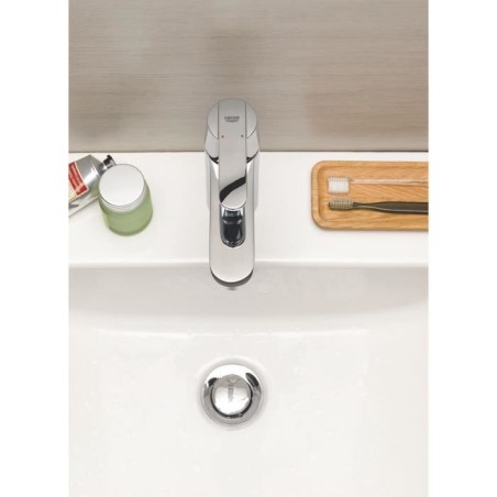 GROHE Robinet de salle de bains lavabo Get, tirette de vidage, bonde incluse, robinet mousseur économie d'eau, taille M, 234540