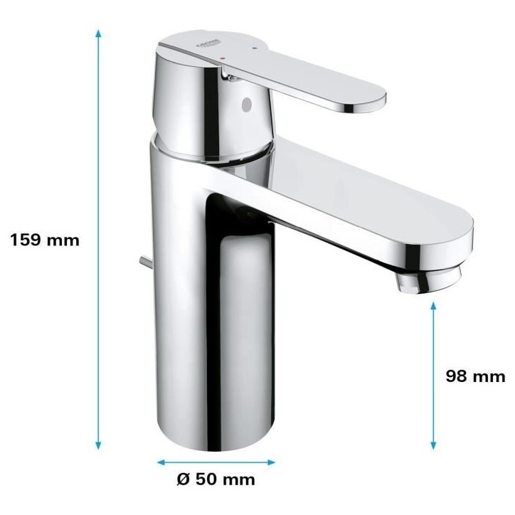 GROHE Robinet de salle de bains lavabo Get, tirette de vidage, bonde incluse, robinet mousseur économie d'eau, taille M, 234540 GROHE Robinet de salle de bains lavabo Get, tirette de vidage, bonde incluse, robinet mousseur économie d'eau, taille M, 234540
