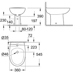 Bidet a poser GROHE - Largeur 360 mm - Matériau céramique sanitaire