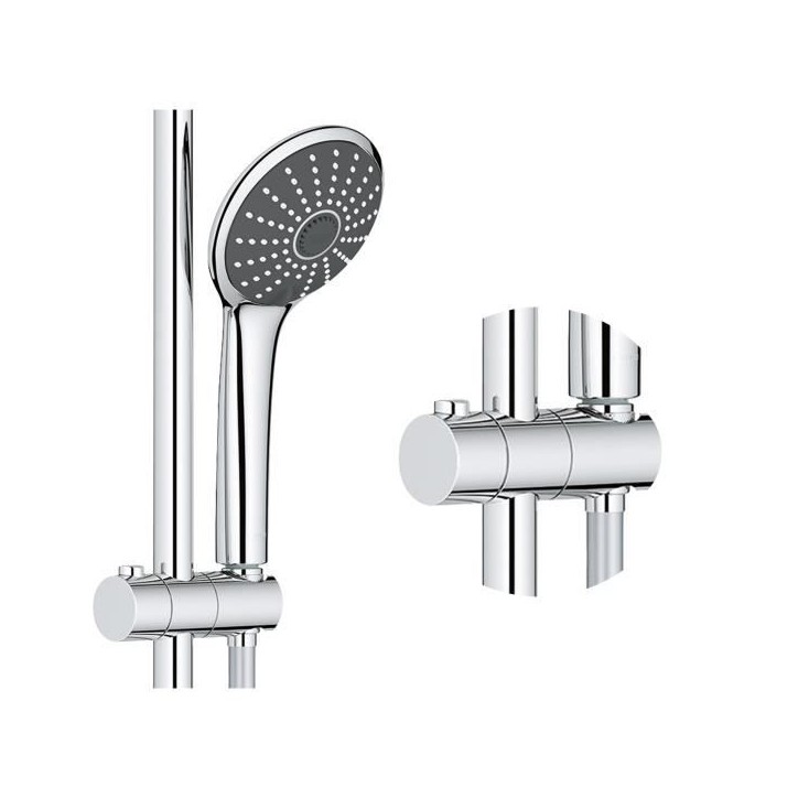 GROHE Colonne de douche robinet thermostatique Vitalio Joy 260, 50% d'économie d'eau et d'énergie, douchette 3 jets, 26403001