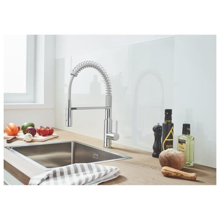 GROHE Robinet évier de cuisine Get, mitigeur monocommande 2 jets, robinet avec douchette extractible professionnelle, 30361000
