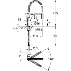 GROHE Robinet évier de cuisine Get, mitigeur monocommande 2 jets, rob