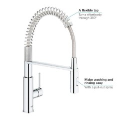 GROHE Robinet évier de cuisine Get, mitigeur monocommande 2 jets, rob