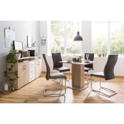 Table a manger de 2 a 4 personnes - Carrée - Classique - Décor chene