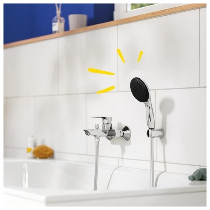 Ensemble de douche avec pommeau 1 jet Pluie, support et flexible 1,75m - GROHE Vitalio Start 110 27944001 - Economie d'eau