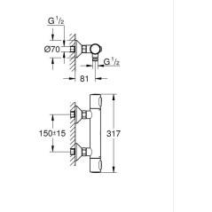 Mitigeur thermostatique douche GROHE Precision Flow - Montage mural -