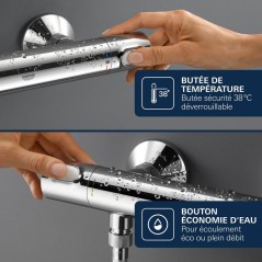 Mitigeur thermostatique douche GROHE Precision Flow - Montage mural -