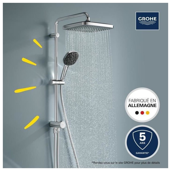 Colonne de douche avec inverseur manuel - Economie d'eau - GROHE Vitalio Comfort 250 - Chromé - 26698001 Colonne de douche avec inverseur manuel - Economie d'eau - GROHE Vitalio Comfort 250 - Chromé - 26698001