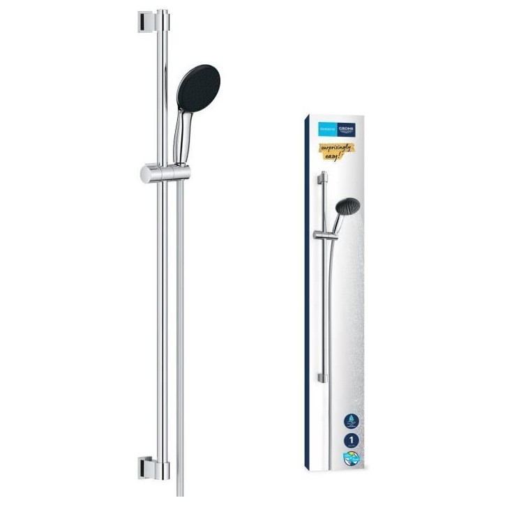 Ensemble de douche avec pommeau 1 jet, barre 90cm et flexible - GROHE Vitalio Start 110 26953001 - Economie d'eau - Chromé Ensemble de douche avec pommeau 1 jet, barre 90cm et flexible - GROHE Vitalio Start 110 26953001 - Economie d'eau - Chromé