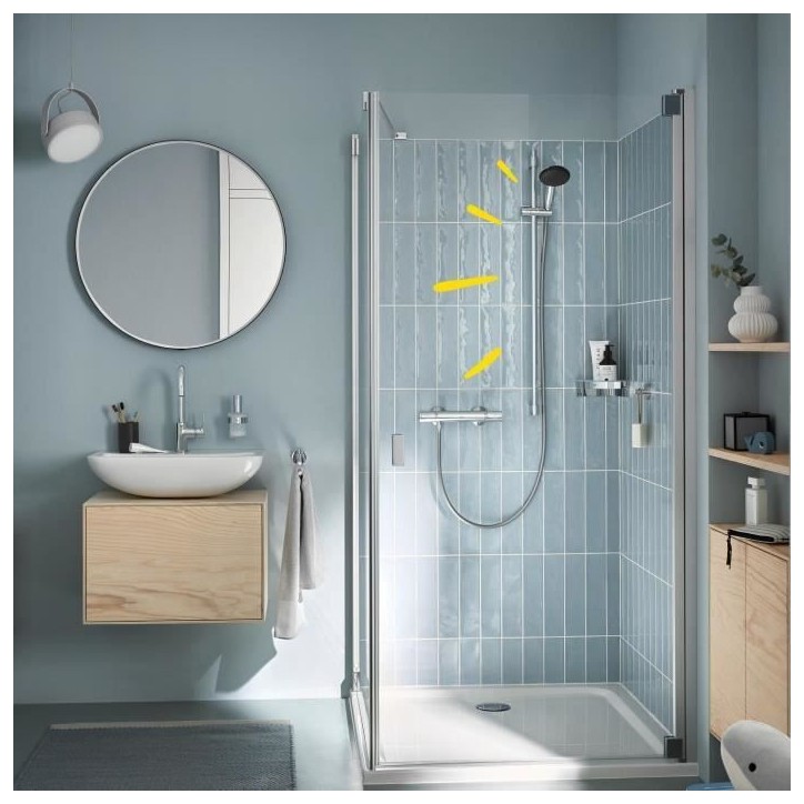 Ensemble de douche avec pommeau 1 jet, barre 90cm et flexible - GROHE Vitalio Start 110 26953001 - Economie d'eau - Chromé Ensemble de douche avec pommeau 1 jet, barre 90cm et flexible - GROHE Vitalio Start 110 26953001 - Economie d'eau - Chromé