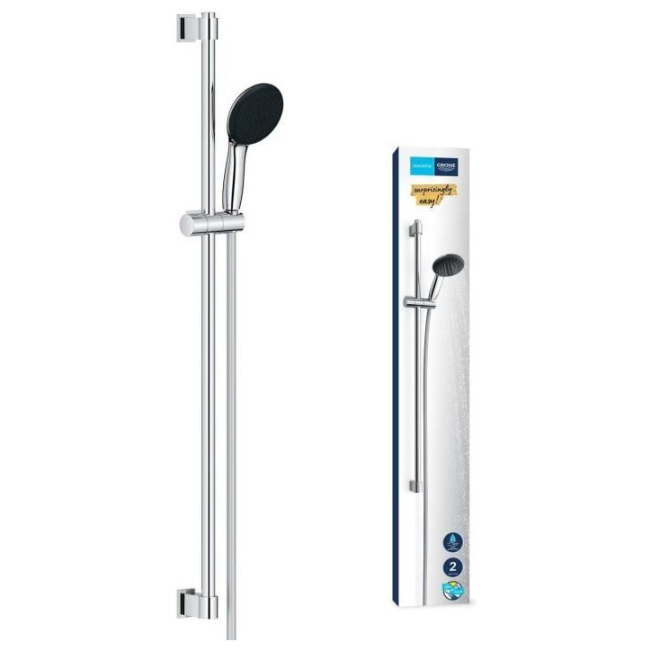 Ensemble de douche avec pommeau 2 jets, barre 90cm et flexible - GROHE Vitalio Start 110 26954001 - Economie d'eau - Chromé