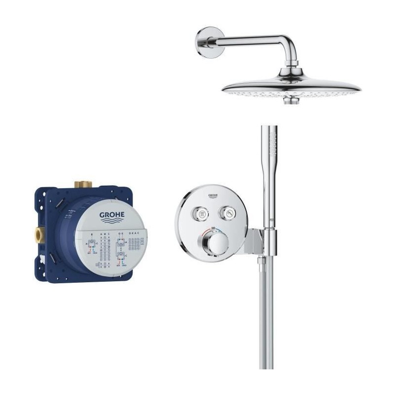 Ensemble de douche encastré - Tous les types de jets - Mitigeur therm