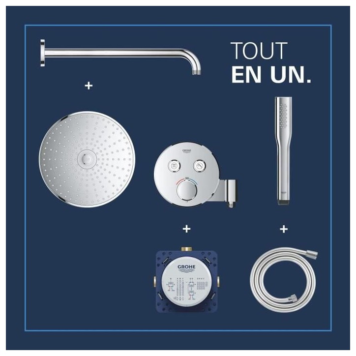 Ensemble de douche encastré - Tous les types de jets - Mitigeur thermostatique - GROHE - 34878000 - Gris Ensemble de douche encastré - Tous les types de jets - Mitigeur thermostatique - GROHE - 34878000 - Gris
