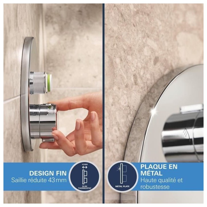 Ensemble de douche encastré - Tous les types de jets - Mitigeur thermostatique - GROHE - 34878000 - Gris Ensemble de douche encastré - Tous les types de jets - Mitigeur thermostatique - GROHE - 34878000 - Gris