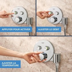 Ensemble de douche encastré - Tous les types de jets - Mitigeur therm