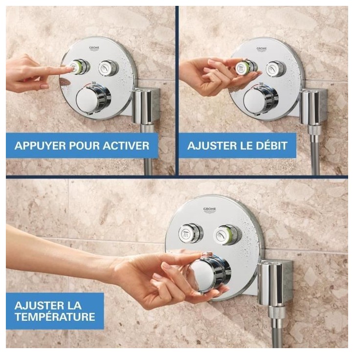 Ensemble de douche encastré - Tous les types de jets - Mitigeur thermostatique - GROHE - 34878000 - Gris Ensemble de douche encastré - Tous les types de jets - Mitigeur thermostatique - GROHE - 34878000 - Gris