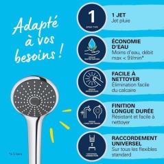Douchette 1 jet - GROHE - Vitalio Joy 110 - EcoJoy - StarLight Chrome