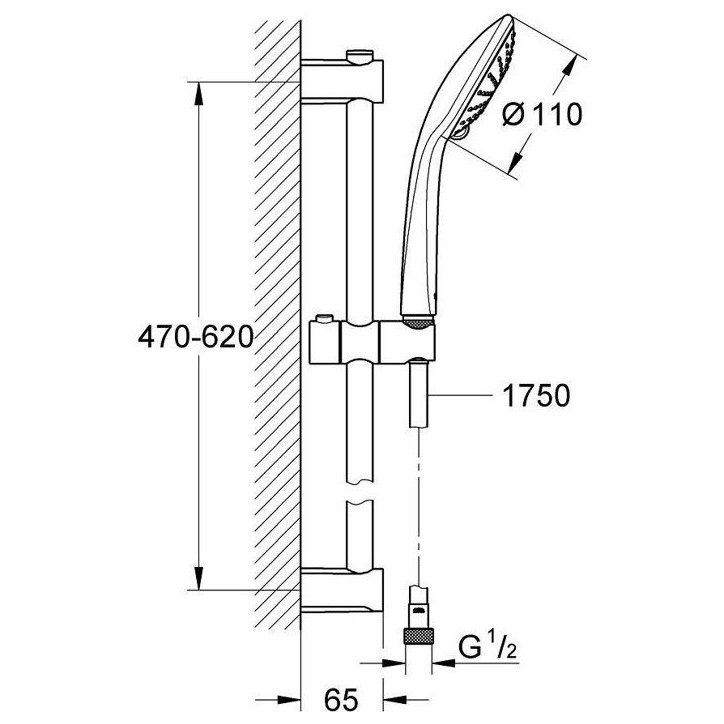 Ensemble de douche 3 jets - GROHE - Vitalio Joy 110 Massage - Flexible lisse - Systeme anti-torsion Ensemble de douche 3 jets - GROHE - Vitalio Joy 110 Massage - Flexible lisse - Systeme anti-torsion