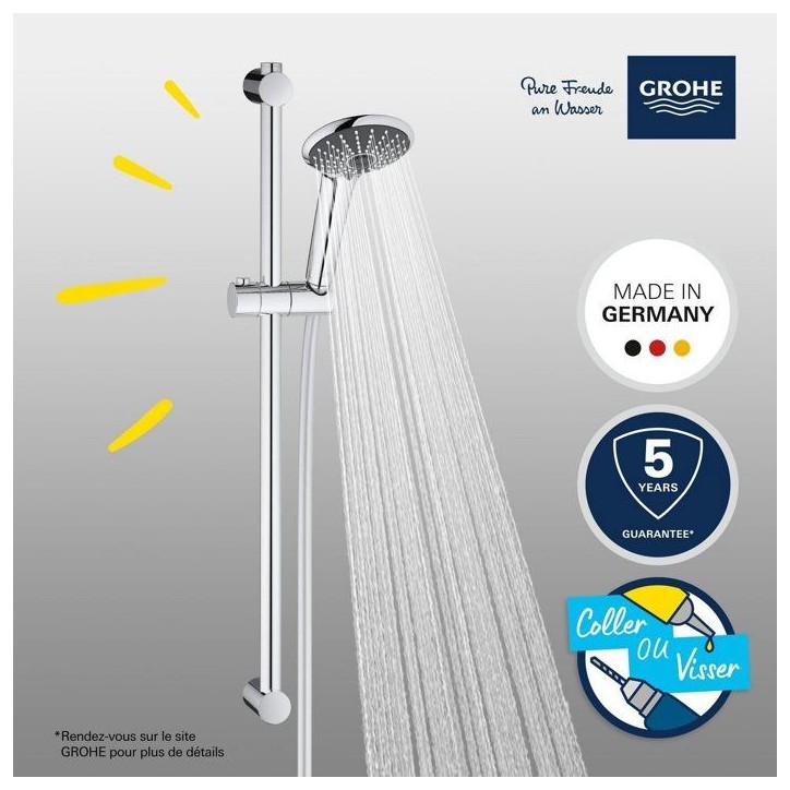 Ensemble de douche 3 jets - GROHE - Vitalio Joy 110 Massage - Flexible lisse - Systeme anti-torsion Ensemble de douche 3 jets - GROHE - Vitalio Joy 110 Massage - Flexible lisse - Systeme anti-torsion