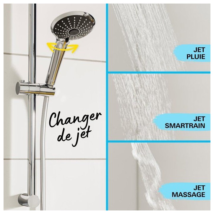 Ensemble de douche 3 jets - GROHE - Vitalio Joy 110 Massage - Flexible lisse - Systeme anti-torsion Ensemble de douche 3 jets - GROHE - Vitalio Joy 110 Massage - Flexible lisse - Systeme anti-torsion