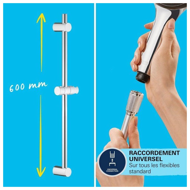 Ensemble de douche 3 jets - GROHE - Vitalio Joy 110 Massage - Flexible lisse - Systeme anti-torsion Ensemble de douche 3 jets - GROHE - Vitalio Joy 110 Massage - Flexible lisse - Systeme anti-torsion