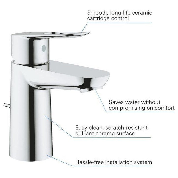 Mitigeur de lavabo monocommande Bauloop taille S - GROHE - 23335000 Mitigeur de lavabo monocommande Bauloop taille S - GROHE - 23335000