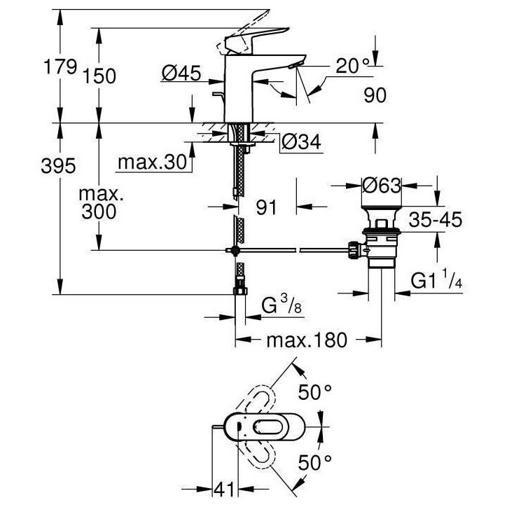 Mitigeur de lavabo monocommande Bauloop taille S - GROHE - 23335000 Mitigeur de lavabo monocommande Bauloop taille S - GROHE - 23335000