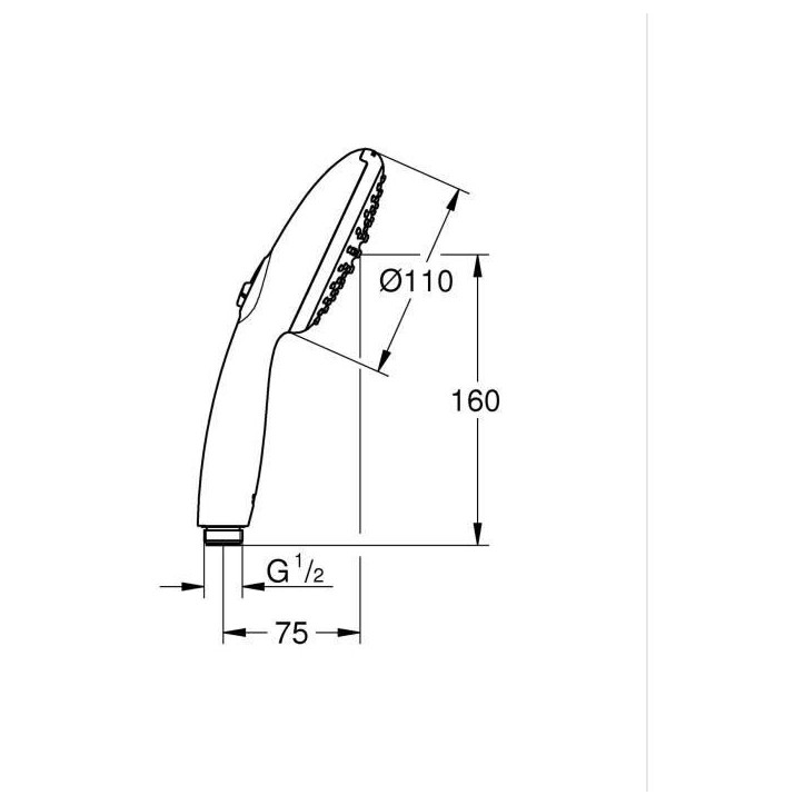 Pommeau de douche - GROHE Vitalio Start 110 27946001 - 2 jets (Pluie/Stimulant) - Economie d'eau - Procédé anti-calcaire - Chr