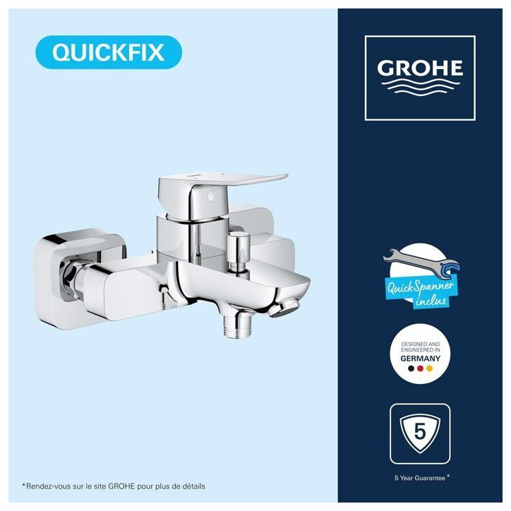 Mitigeur de bain / douche mural - GROHE DICE - Chrome Mitigeur de bain / douche mural - GROHE DICE - Chrome
