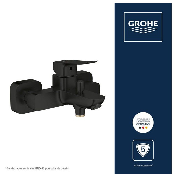 Mitigeur de bain / douche mural - GROHE DICE - Noir mat Mitigeur de bain / douche mural - GROHE DICE - Noir mat