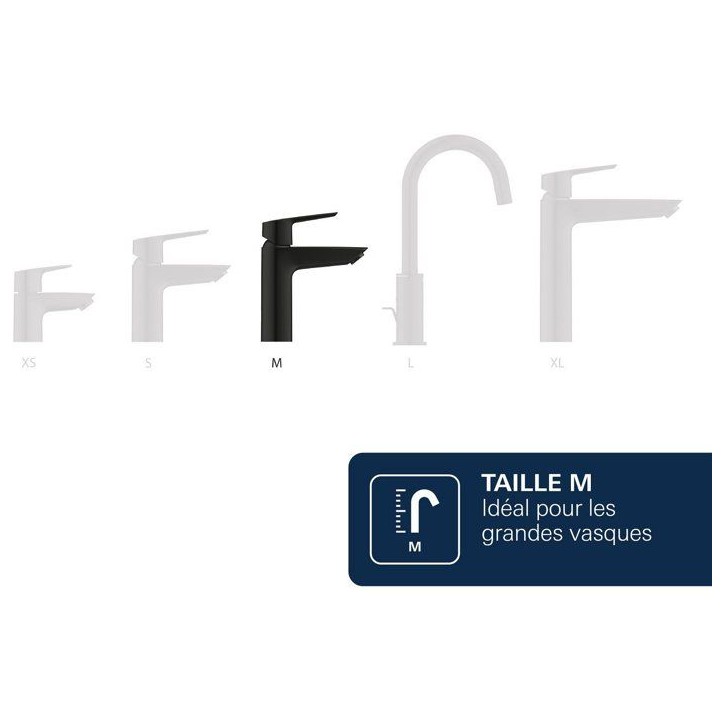 Mitigeur de lavabo - GROHE DICE - Taille M - Cartouche Ch3 & clic-clac - Noir mat Mitigeur de lavabo - GROHE DICE - Taille M - Cartouche Ch3 & clic-clac - Noir mat