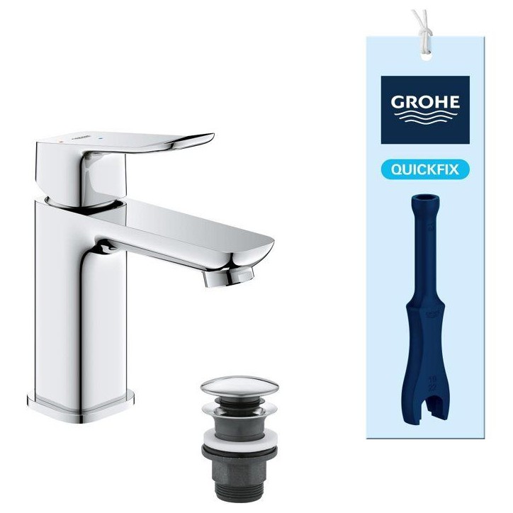 Mitigeur de lavabo - GROHE DICE - Taille S - Cartouche Ch3 & vidage clic-clac - Chrome Mitigeur de lavabo - GROHE DICE - Taille S - Cartouche Ch3 & vidage clic-clac - Chrome