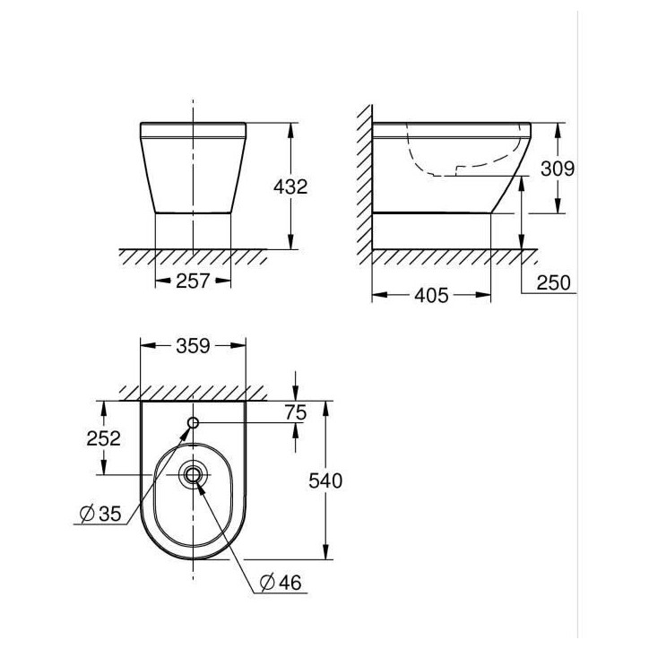 Bidet suspendu - GROHE Euro Ceramic - Porcelaine vitrifiée - Blanc Bidet suspendu - GROHE Euro Ceramic - Porcelaine vitrifiée - Blanc