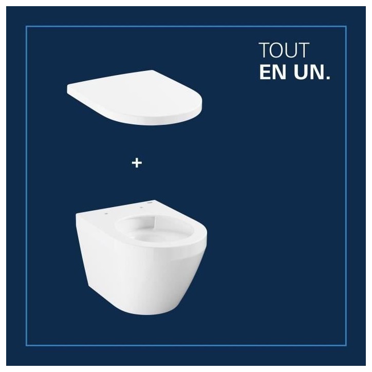 Ensemble WC suspendu compact - Sortie horizontale - Sans bride - GROHE Euro Ceramic Triple Vortex (102 486 SH00) Ensemble WC suspendu compact - Sortie horizontale - Sans bride - GROHE Euro Ceramic Triple Vortex (102 486 SH00)