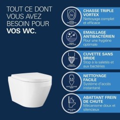 Ensemble WC suspendu compact - Sortie horizontale - Sans bride - GROHE