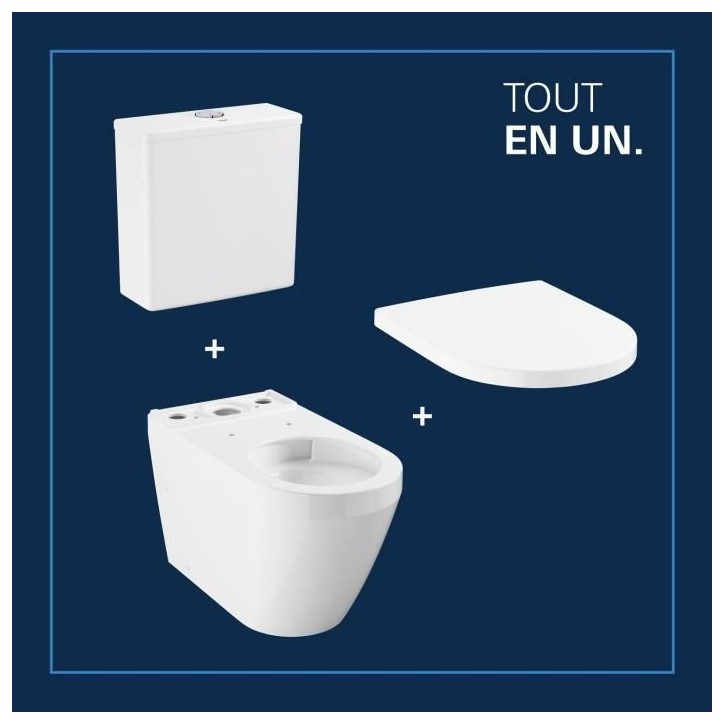 Ensemble WC a poser - Sortie horizontale - Sans bride - GROHE Euro Ceramic (102 489 SH00) Ensemble WC a poser - Sortie horizontale - Sans bride - GROHE Euro Ceramic (102 489 SH00)
